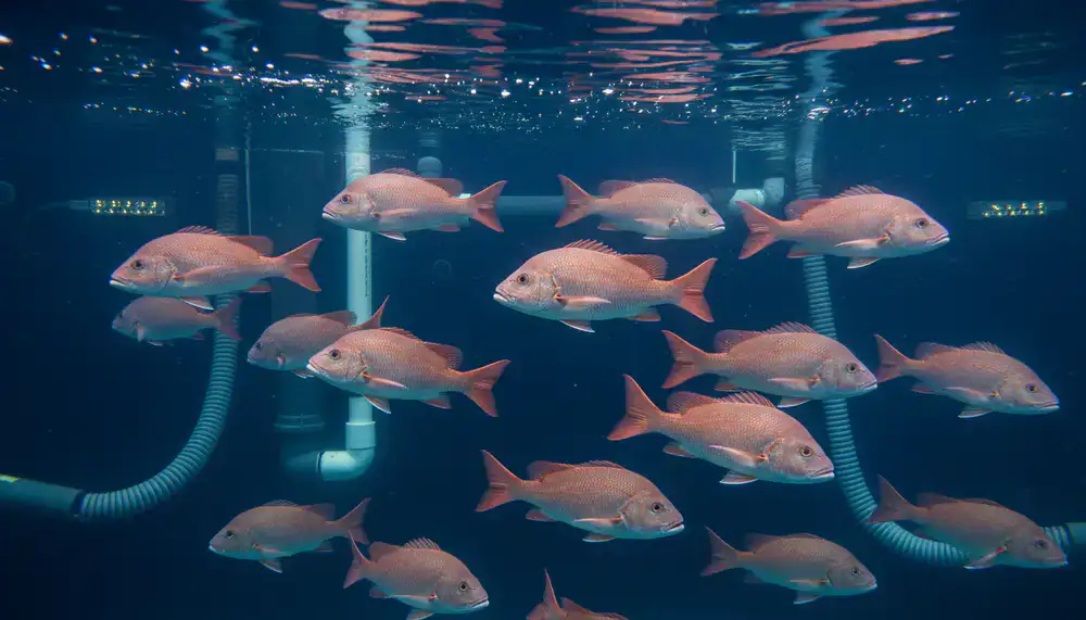 Red Snapper in pristine controlled aquaculture water
